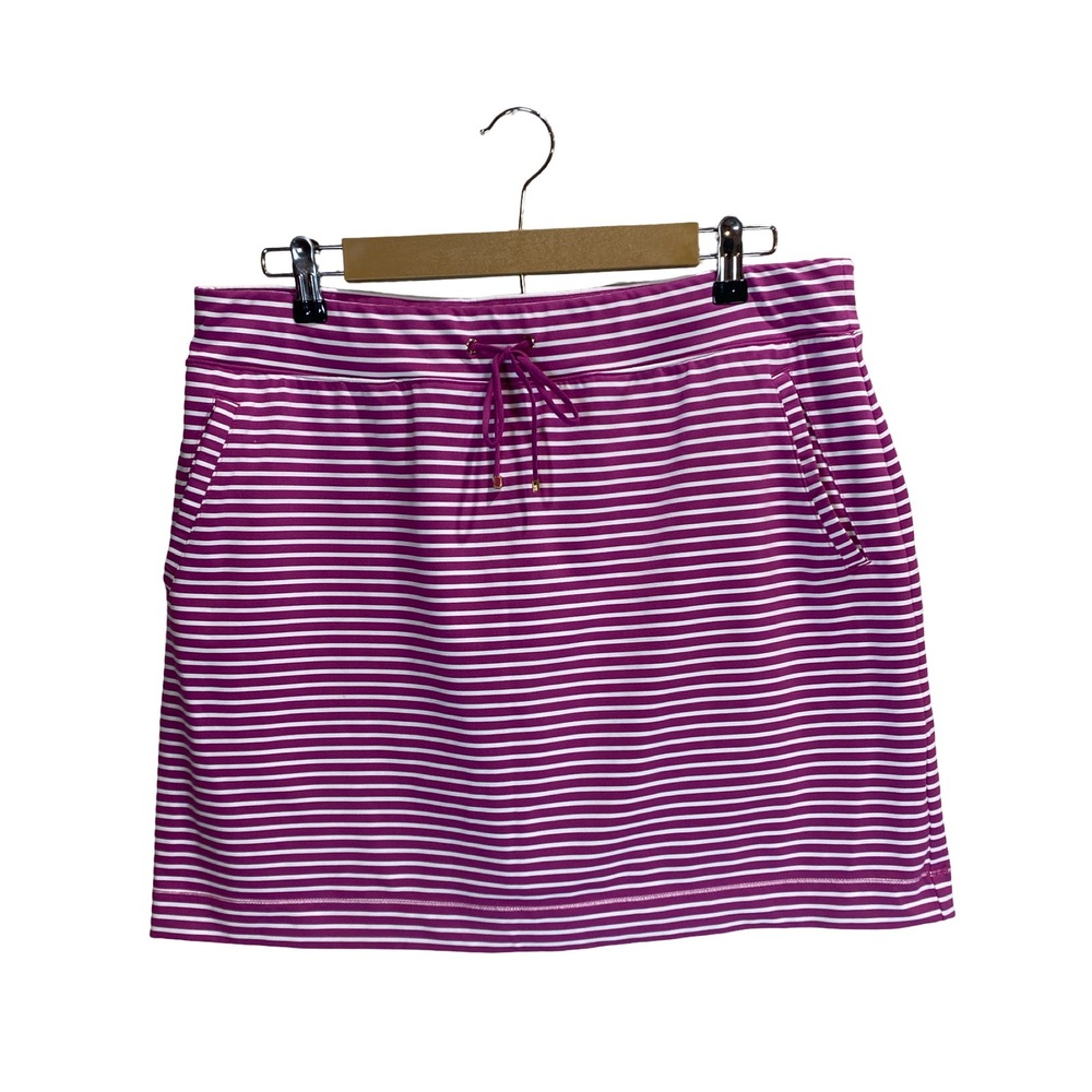 Chico's Zenergy Golf Pickleball Skirt‎ Sz 2 (12-14) Pink White Athletic Stretch